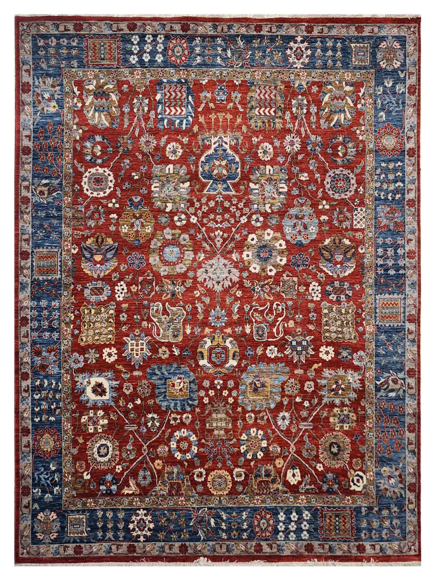 Exclusive Agra Modern Pass-188 Rust Blue  Traditional Hand Knotted Rug