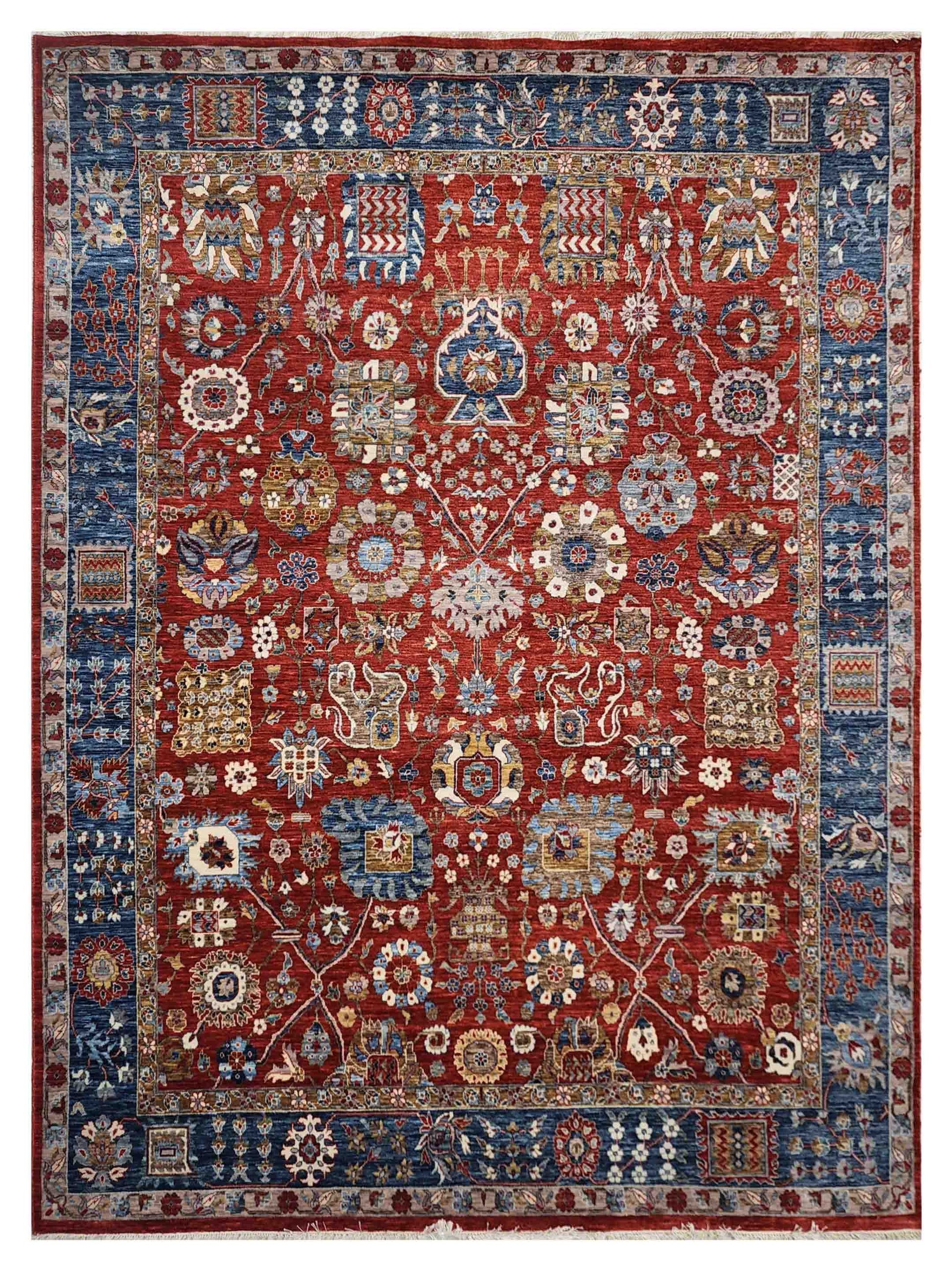 Exclusive Agra Modern Pass-188 Rust Blue  Traditional Hand Knotted Rug