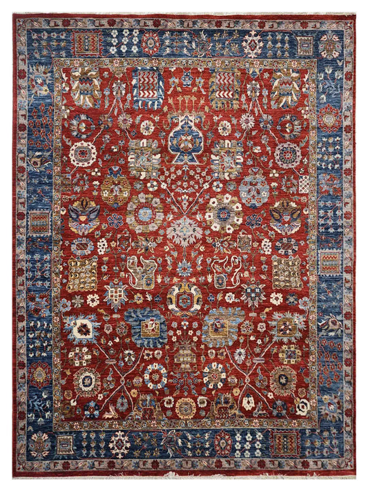 Exclusive Agra Modern Pass-188 Rust Blue  Traditional Hand Knotted Rug