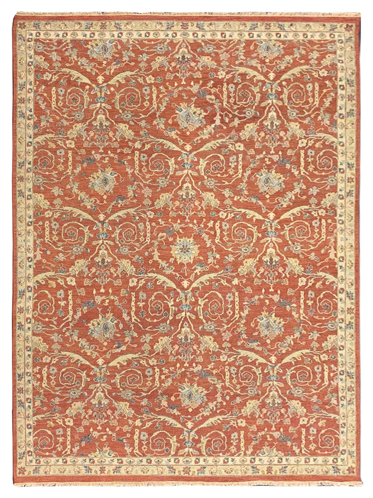 Exclusive Soumak SC-546 Rust Ivory  Traditional Hand Knotted Rug