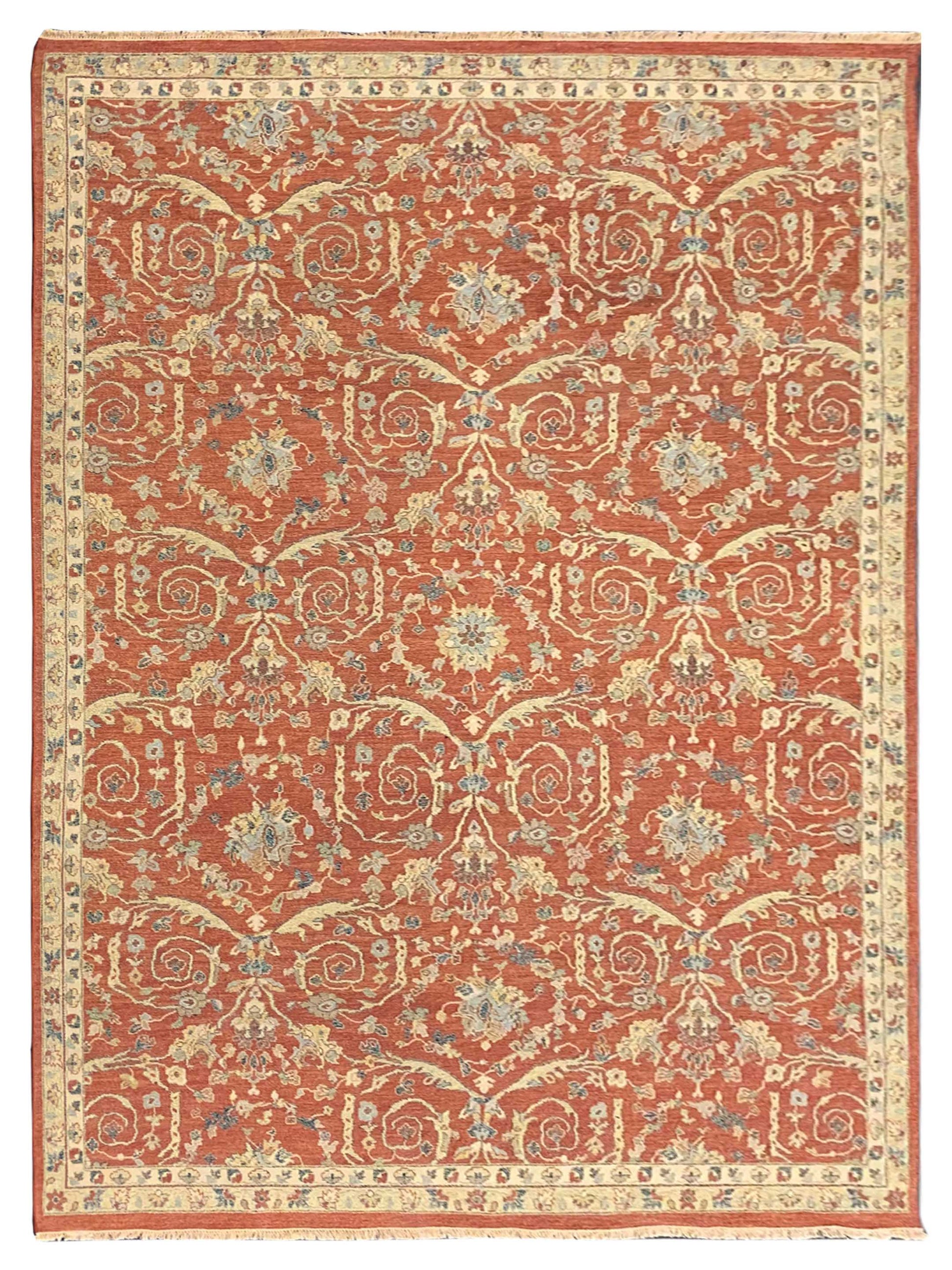 Exclusive Soumak SC-546 Rust Ivory  Traditional Hand Knotted Rug