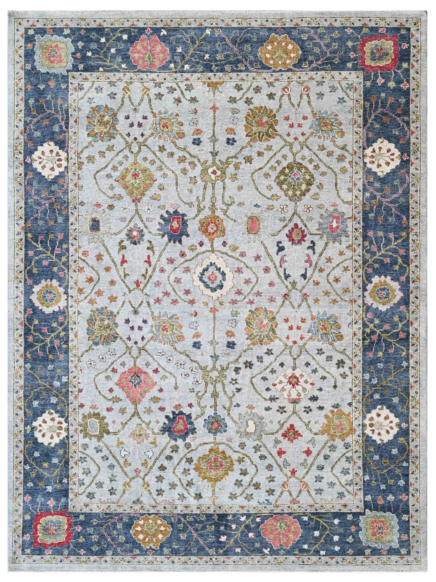 Exclusive Zengin ZE-470 Lt.Blue Dk Blue  Oushak Hand Knotted Rug