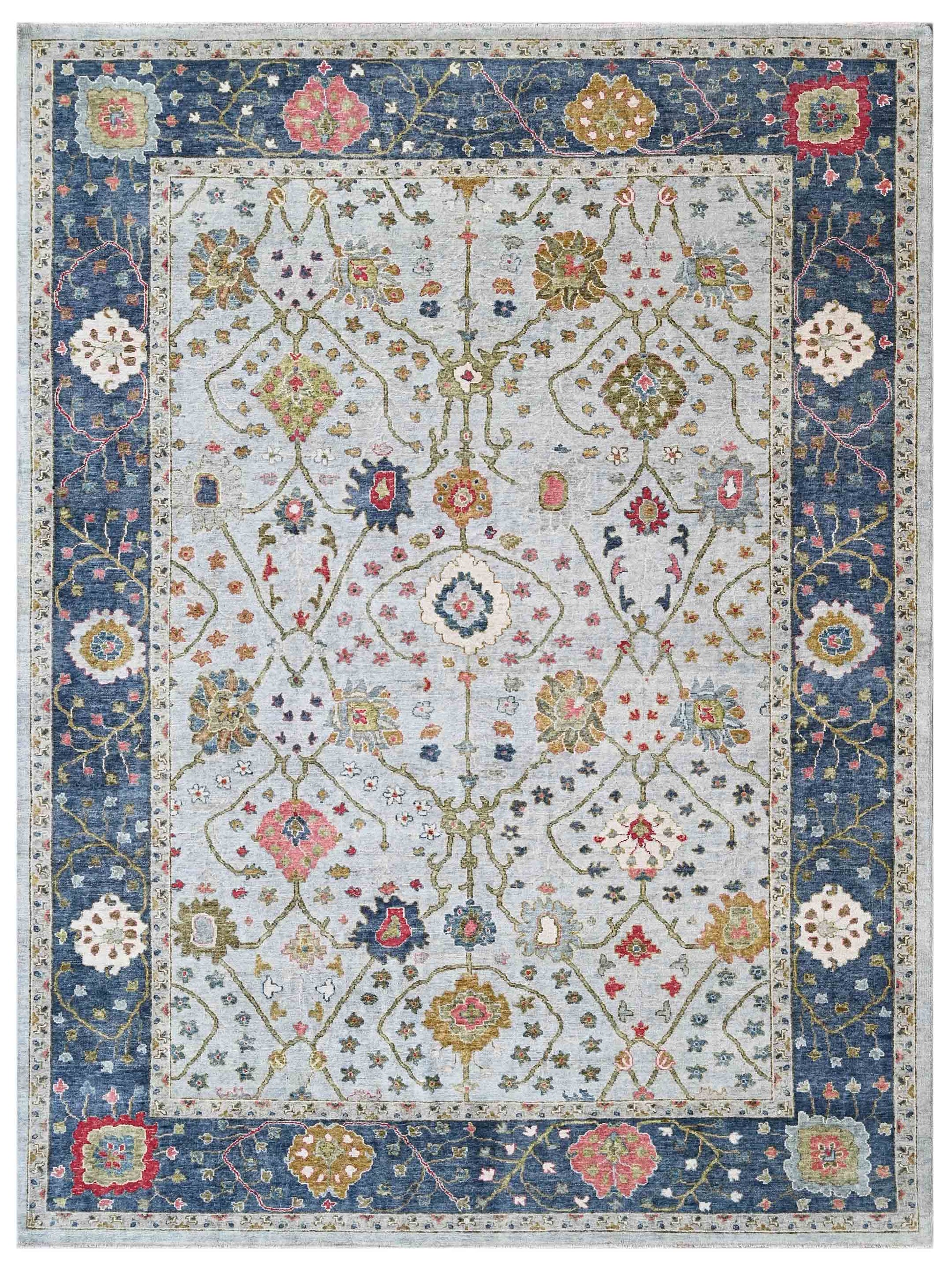 Exclusive Zengin ZE-470 Lt.Blue Dk Blue  Oushak Hand Knotted Rug