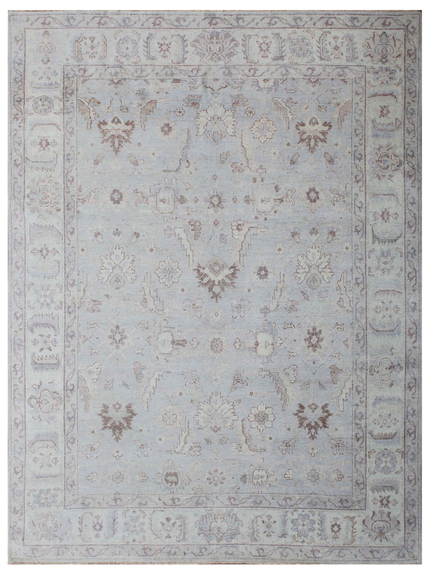 Exclusive Zengin ZE-620 Ivory Lt.Blue  Oushak Hand Knotted Rug