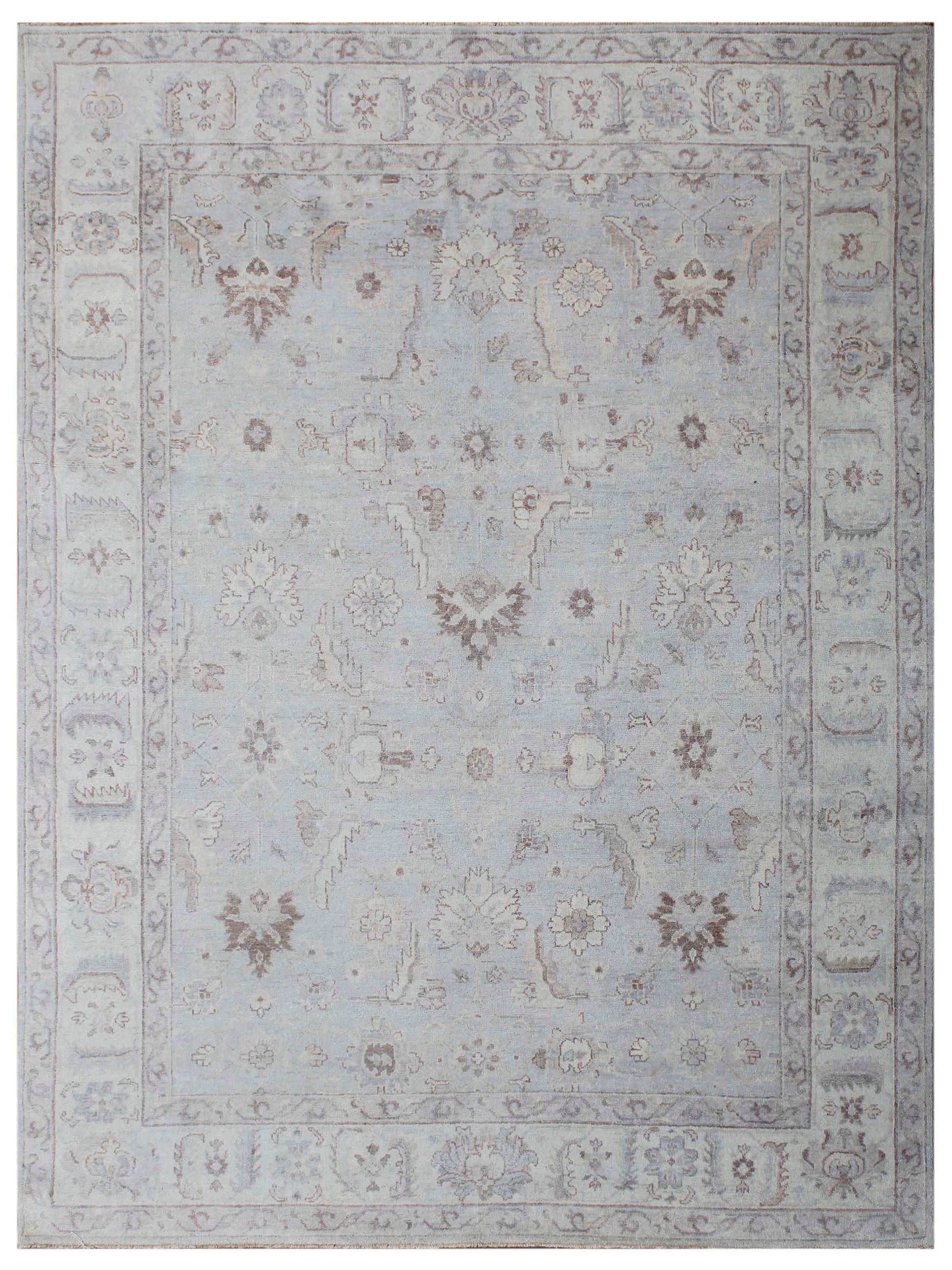 Exclusive Zengin ZE-620 Ivory Lt.Blue  Oushak Hand Knotted Rug