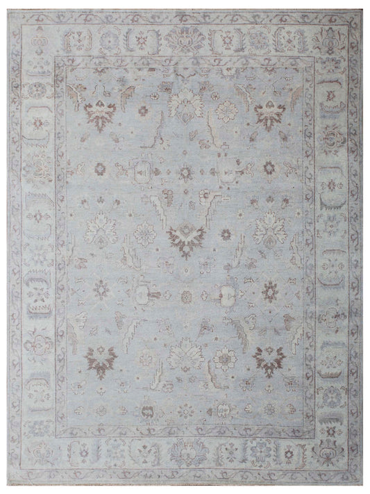 Exclusive Zengin ZE-620 Ivory Lt.Blue  Oushak Hand Knotted Rug