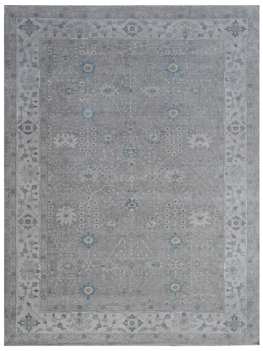 Exclusive Zengin ZE-660 Grey Beige  Oushak Hand Knotted Rug