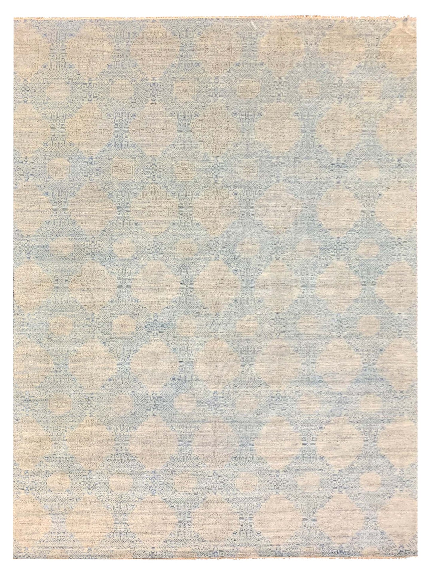 Exclusive Afghan Grass UG-312 Blue Taupe  Transitional Hand Knotted Rug