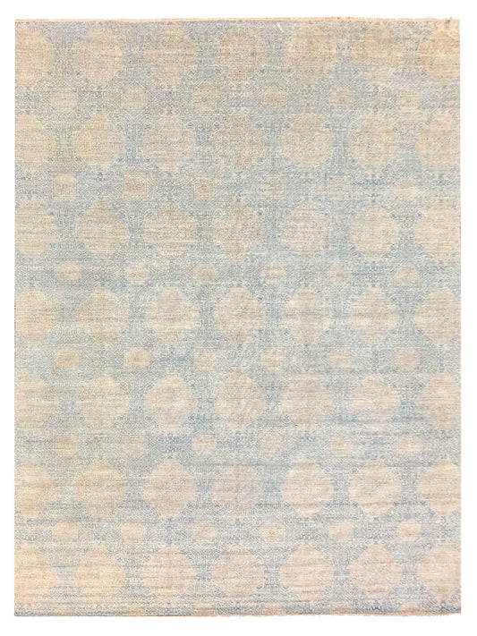 Exclusive Afghan Grass UG-312 Blue Taupe  Transitional Hand Knotted Rug