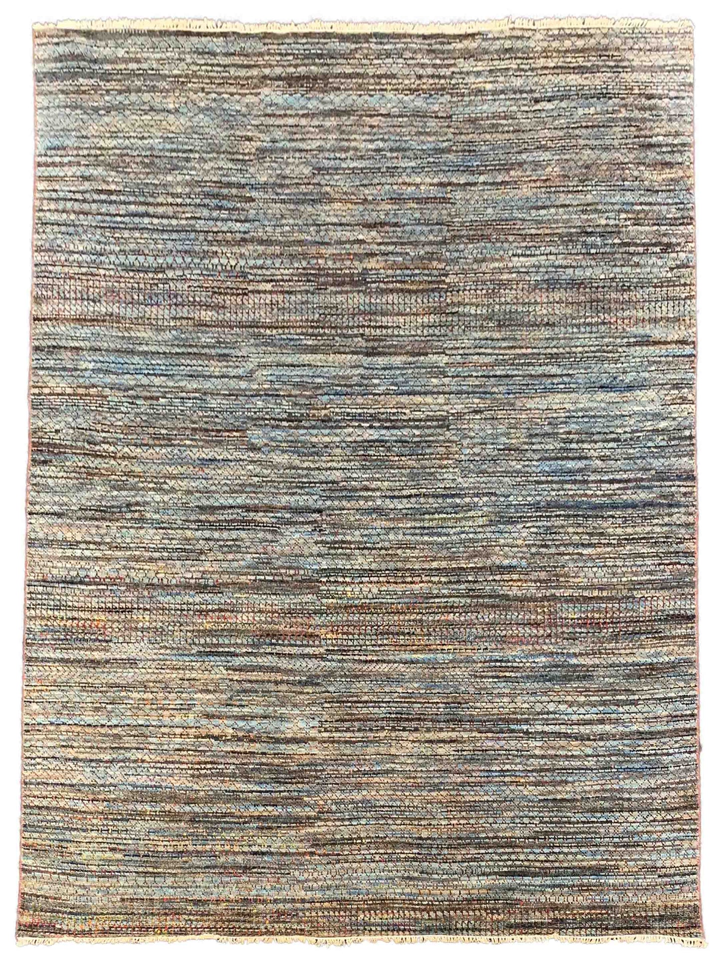Exclusive Afghan Modern UG-318 Blue Multi  Transitional Hand Knotted Rug