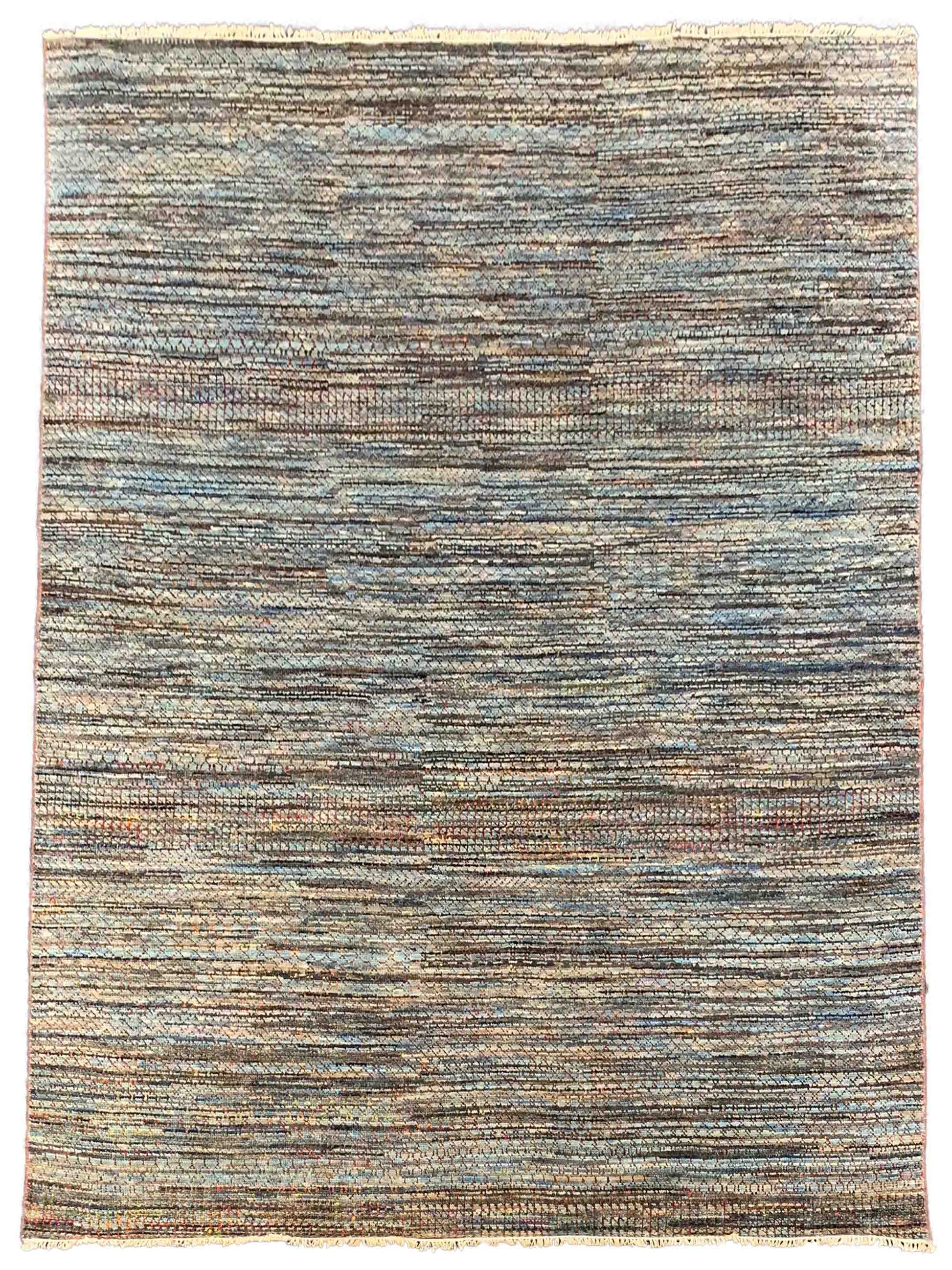 Exclusive Afghan Modern UG-318 Blue Multi  Transitional Hand Knotted Rug