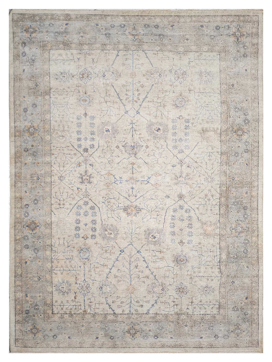 Exclusive Zengin ZE-660 Ivory Blue  Oushak Hand Knotted Rug