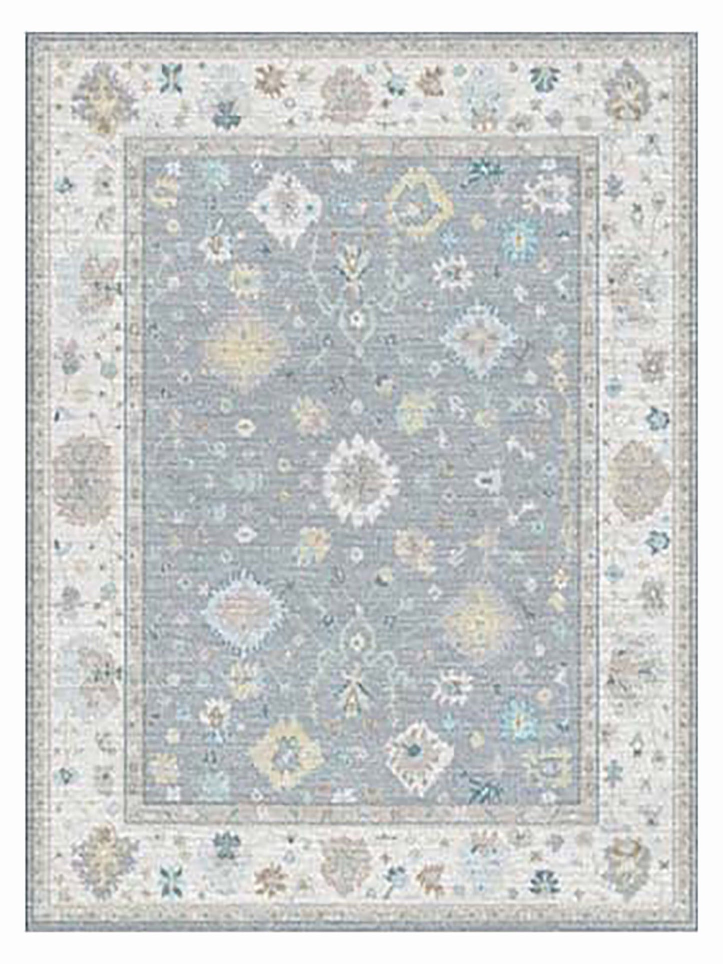 Exclusive Zengin ZE-992 Grey Beige  Oushak Hand Knotted Rug