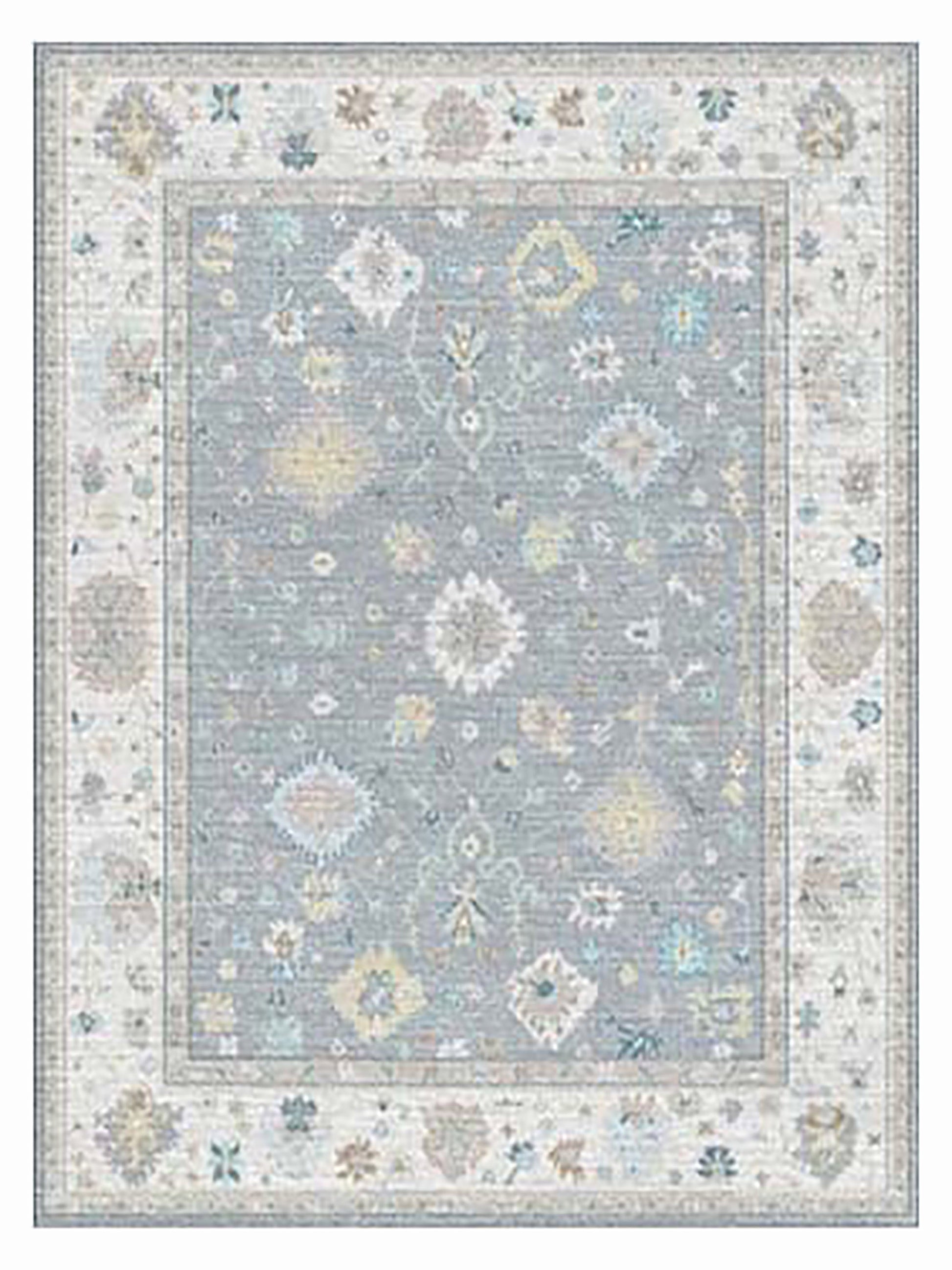 Exclusive Zengin ZE-992 Grey Beige  Oushak Hand Knotted Rug